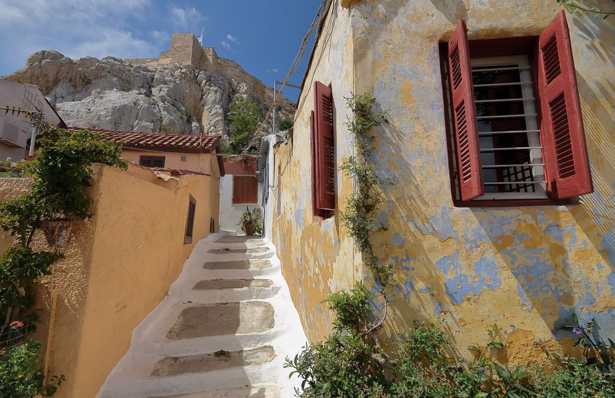 Le casette di Anafiotika sotto l'Acropoli, Atene