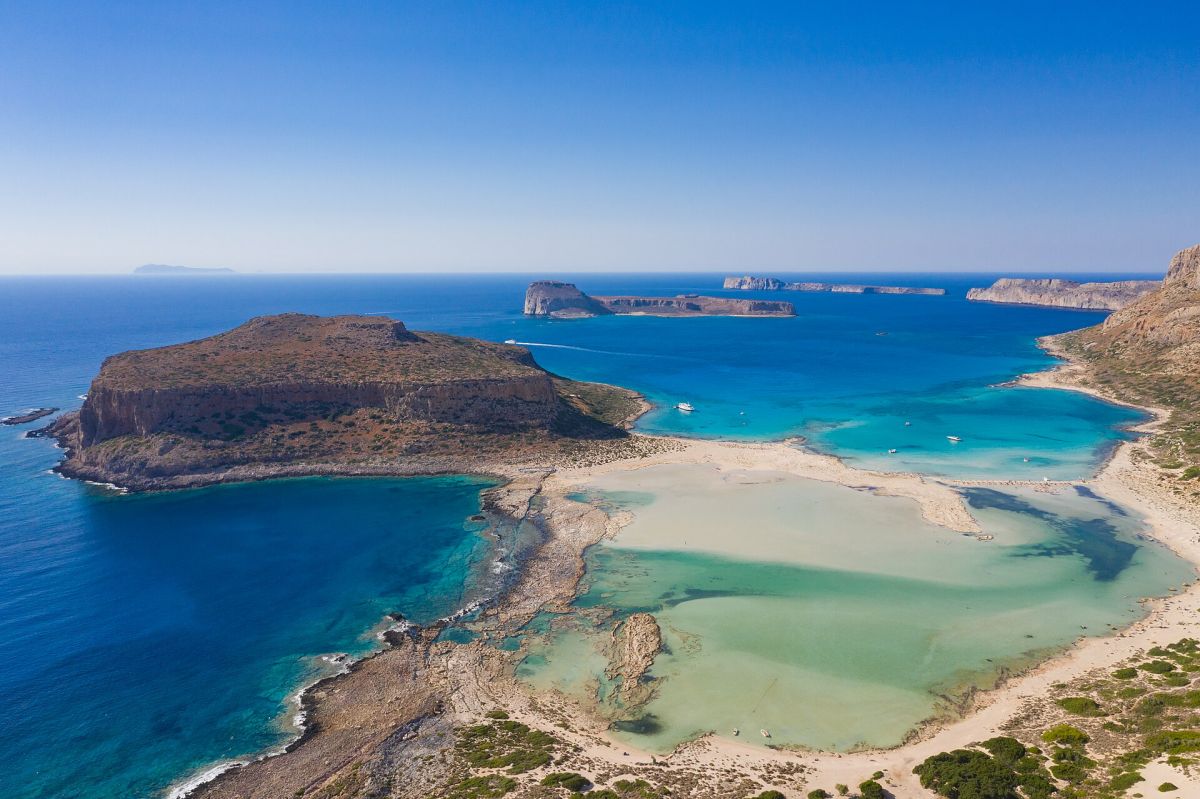 La laguna di Balos e Capo Tigani dall'alto, Creta